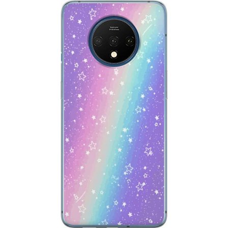 Kompatibelt Mobildeksel til OnePlus 7T Rainbow-farget pastellbakgrunn med hvite stjerner og gnistrende prikker i myk overgang
