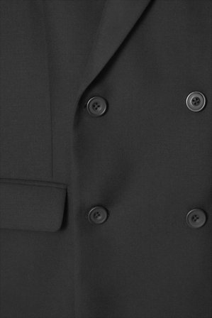 COS Men's Blazer Doppiopetto In Lana Dal Taglio Rilassato in Nero