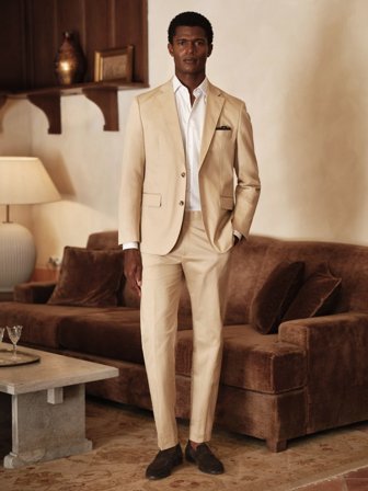 John Henric Men's Beige Cotton Suit Size