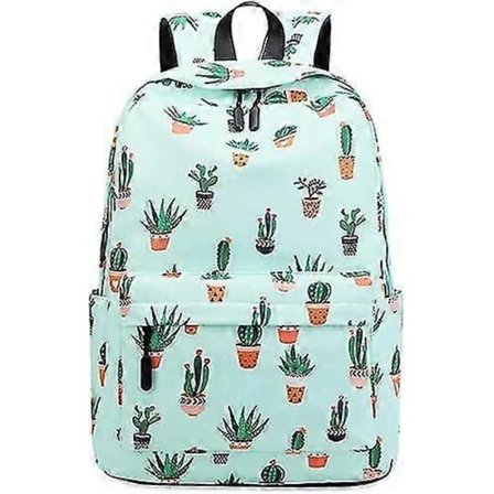 Flickors Casual Ryggsäck College Studenter Bokväska Plånbok Kaktus Tryckt Rese Axel Ryggsäck