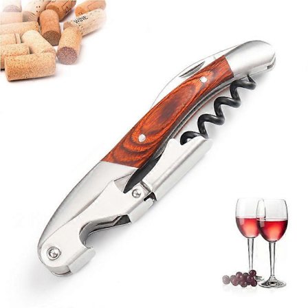 Korketrekker Vinflaskeåpner Tre Dobbelhengslet med Foliekutter
