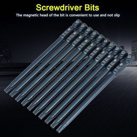 10 stk 100mm 1/4" Hex Shank T25 Magnetisk Sikkerhetsstjerne Skrutrekker Bits Sett
