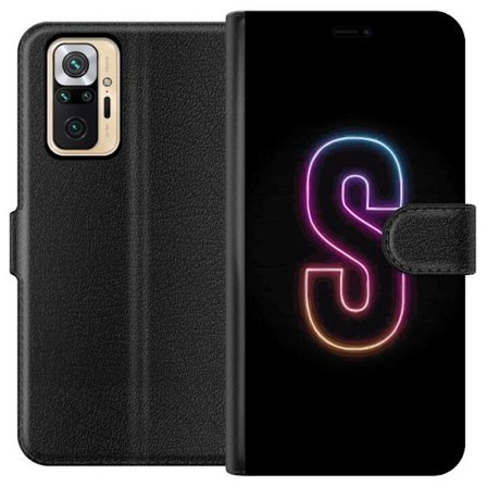 Yhteensopiva Lompakkokotelo Xiaomi Xiaomi Redmi Note 10 Pro Neonkirjain S kirkkaissa pinkissä ja sinisissä sävyissä tummaa taustaa vasten, siisti