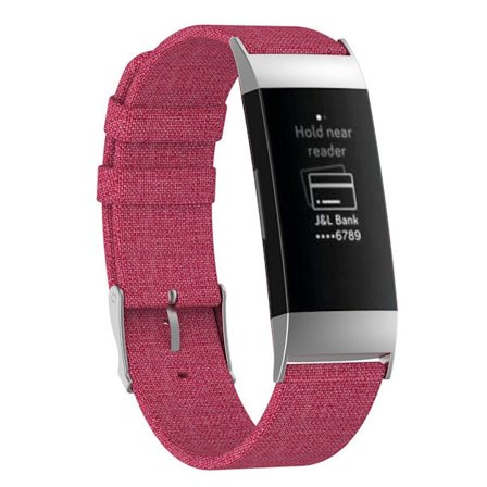 Fitbit Charge 3 snyggt klockarmband i canvas - Röd