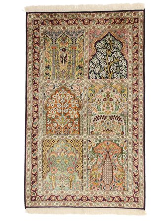 Floral Small Kashmir Pure Silk Rug 76X124 Silk