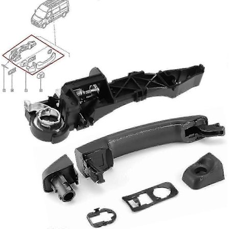 Erstatning Venstre Side Utvendig Skyvedørhåndtak med Holder for Renault Master MK3 Vauxhall Movano 806075481R 806067794R