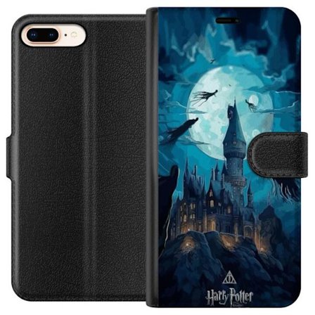 Yhteensopiva Lompakkokotelo Apple Apple iPhone 7 Plus Maaginen fantasiakuvaus, jossa linna kuunvalossa ja leijuvat olentot, pimeä satuilmapiiri noita