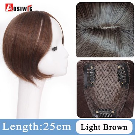 Synteettinen pitkä suora Topper peruukkikiinnike hiustenpidennyksissä Luonnollinen pörröinen pään toppi tekohiuspala Bang Clipilla Musta Ruskea