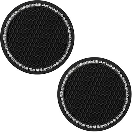 Kiiltävät Kupin Alusmatot, Auton Kupinpidike, Ihastuttavat Kristalli Aluslaatat, Auton Sisustustarvikkeet Naisille (musta, 2 kpl)