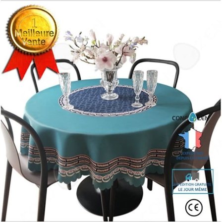 Pyöreä pöytäliina - CONFO - 150 cm - Vedenpitävä - Yhtenäinen kuosi - Mukava koskettaa