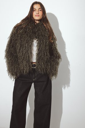 NA-KD Veste en fausse fourrure bouclée - Manteaux en fausse fourrure - Vert - EU 34