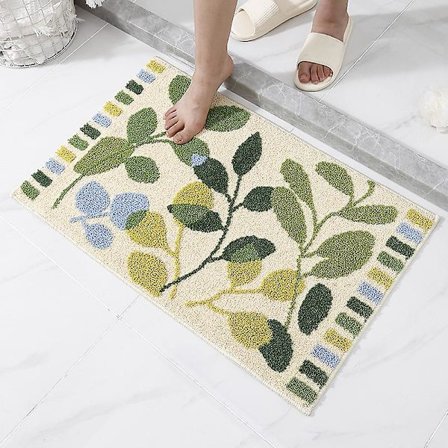 Badrumsmattor, vattenabsorberande badmatta, 20 x 32 tum blå blad