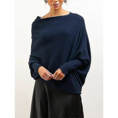 Asymmetrisk drapert genser, en genser som er like myk som en slouchy batwing-genser med lange ermer for damer