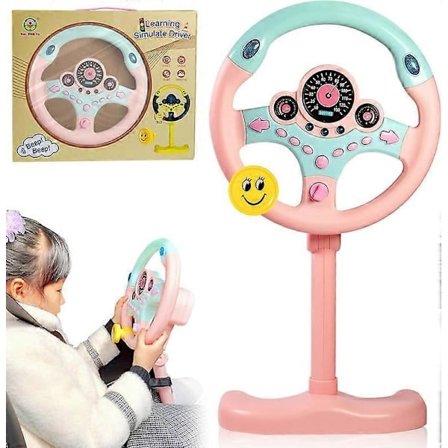 Toy Steering Wheel, Simulated Steering Wheel for Children Pink
