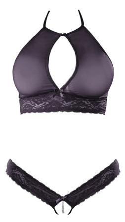 SEE-THRU BRALETTE & OPEN STRING WITH CHAIN - Vuxen.no - Bh, Body, playsuits, strømpebånd, basque, korsetter, topper, fetish & nattøj.