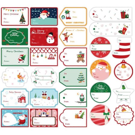 28 stk. selvklæbende julegavemærkater, julegavemærker Julemand