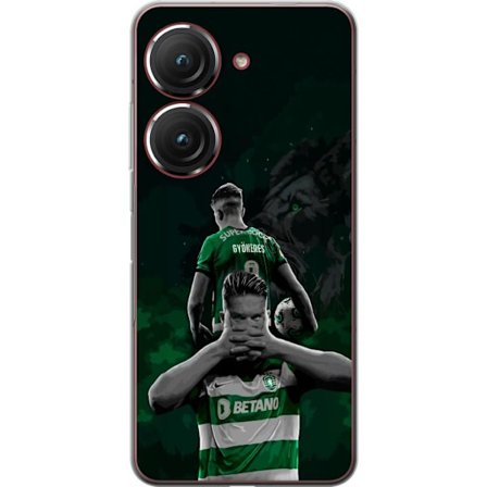 Yhteensopiva Puhelinkuori Asus Zenfone 9 Neonmotiivi, jossa teksti "Gaming is in my DNA" sinisenä ja punaisena tiiliseinällä, jossa loistava DNA-spira