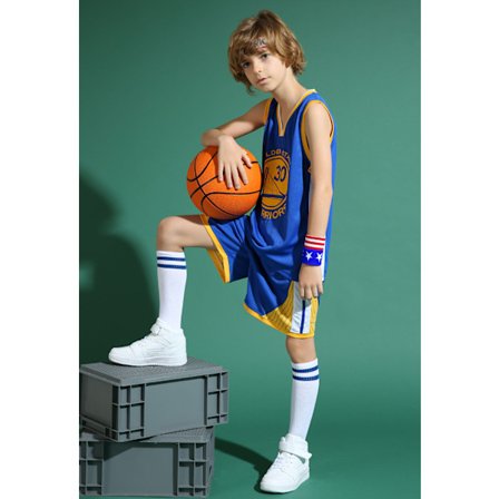 Stephen Curry No.30 Basketballtrøje Sæt Warriors Uniform til børn teenagere Blå