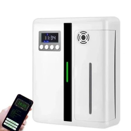 Rum Doft Diffusor Vägg Monterad Hotell Luft Fräschare Bluetooth Eterisk oljor Diffusor Inbyggd Fläkt Elektrisk Lukt För Hem