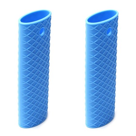 Silikonhåndtakholder Sklisikker Varmebestandig for Støpejern Kokekar Woker Panner Stekepanner Ovn Blå 15,5 cm (2-pakning)