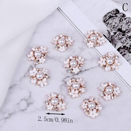10st Pearl Rhinestone Utsmyckningar Knappar Flatback Decorati