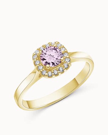 Gemstone RIng Grace 18K Yellow Gold - Halo Natural Pink Sapphire - Engagement Rings from Vanbruun