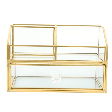 Transparent Glas Skrivbord Nagel Gel Organizer Manikyr Verktyg Förvaringsbehållare