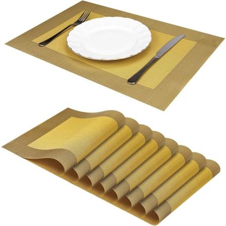 Dækkeservietter Sæt af 8 Skridsikre Vaskbare PVC Varmebestandige Dækkeservietter til Spisebord