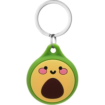 1 stk. AirTag Holder, Sødt Tegneserie Blødt Silikone Nøglering Beskyttelsesetui Kompatibelt med AirTag, til Hundehalsbånd, Bagage DB Avocado