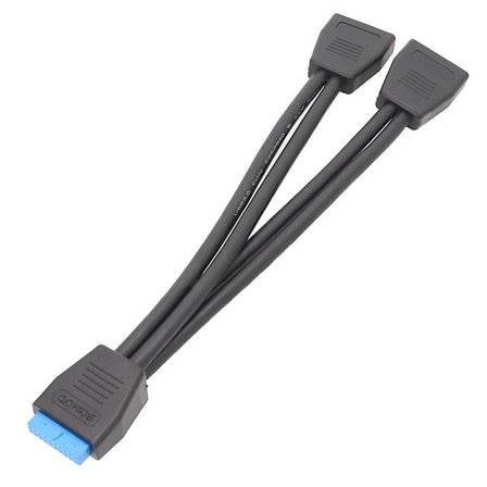 Usb 3.0 Header forlængerkabel, 19/20 ben 1 til 2 Y splitter forlængeradapter