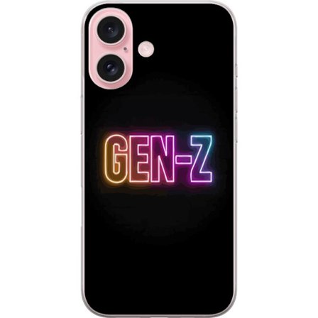 Yhteensopiva Puhelinkuori Apple Apple iPhone 16 Neontext Gen Z värikkäässä valossa tummaa taustaa vasten modernissa digitaalisessa tyyliissä
