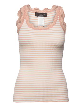 Silk Top W/ Lace T-shirts & Tops Sleeveless Multi/mønstret Rosemunde*Betinget Tilbud