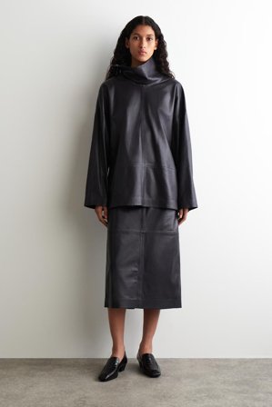 COS Women's Leather Pencil Skirt in Brown