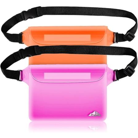 2-pack vandtæt påse, skærmberöringsfølsomme vandtät väska med justerbar midjerem