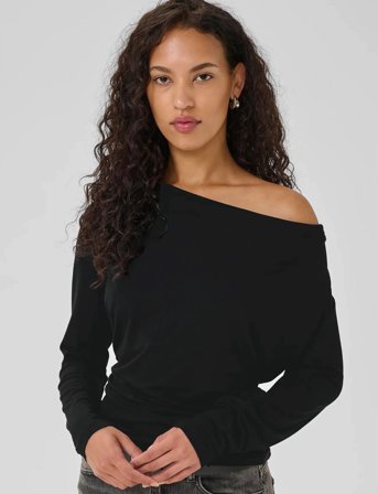 My Essential Wardrobe Vistamw Waterfall Blouse - Black - XL