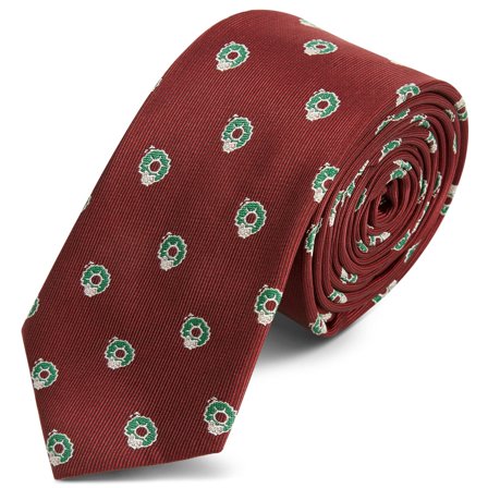 Burgundy Christmas Tie for Men - Skinny ties