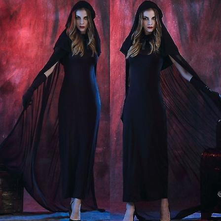 Halloween kostym för kvinnor Spökbrudklänning Cosplay Häxdräkt Vampyr Svarta kostymer Zombie Demon Kostym för vuxna Halloween-dräkter 2XL
