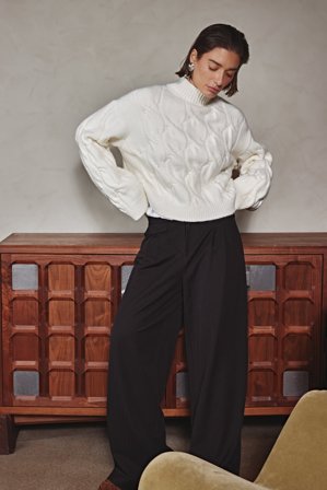 Lydia Tomlinson x NA-KD - Løs bukse med middels liv og lommedetaljer - Skreddersydde bukser - Svart - EU 34