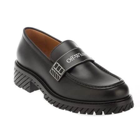 Off White Dam/Damer Combat Läder Loafers 6 UK Svart/Vit
