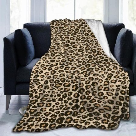 IC Leopard-sengesett Supermyk Varm Fuzzy Koselig Lett Flanellteppe for Sofa Sofa Kontor Camping Reise 60" L X 50" W
