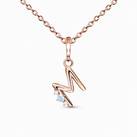 925 Sterling Silver Månsten Halsband med Bokstäver 26 Alfa