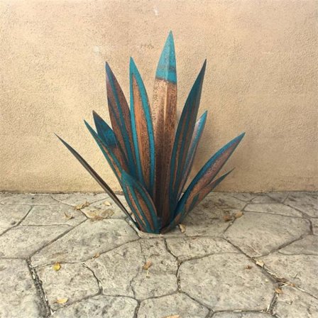Blå 35CM hagedekorasjon - DIY metall agave plante - hagedekor