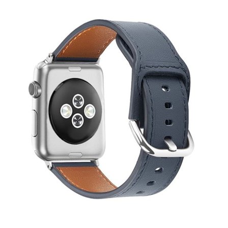 Apple Watch (41mm) Cowhide Aitoa Nahkaa Rannekellon Nauha - Midnight Sininen / Koko: L