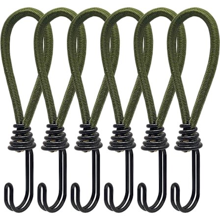 6 st gummiband med spiralformade krokar för tält, presenningar, PVC-banderoller, paviljonger, studsmattor, skuggskydd