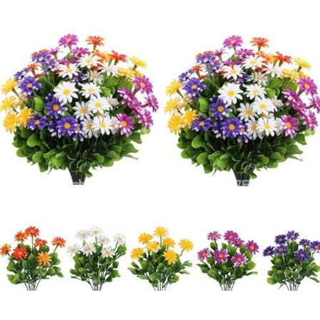 OBOSOE Kunstige Blomster, Margueritter – UV-bestandige Indendørs/Udendørs Blomster