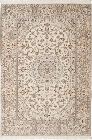 Handgeknoopt Perzisch Nain 6La Habibian Vloerkleed 205X303 Beige/Lichtgrijs