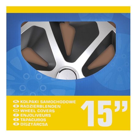 Hjulkapselsæt Roco sølv/sort 15 tommer 4 stk i udstillingsboks