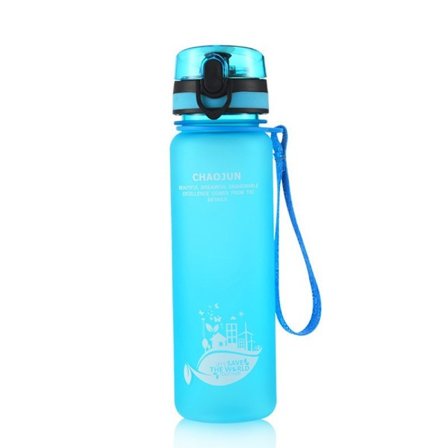 Stor, transparent lyseblå vandflaske (600 ml)