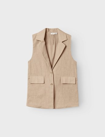 name it Nkffalinnen Waistcoat - Beige - 134/140
