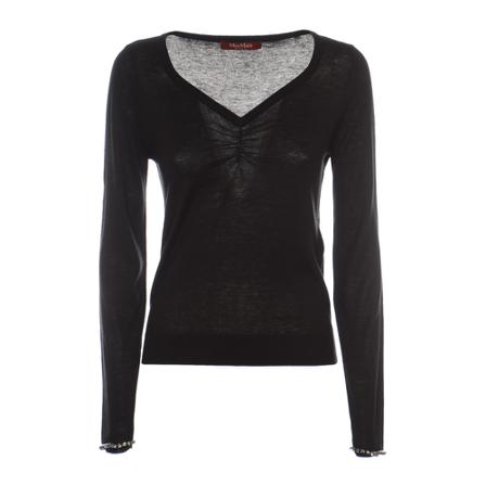 Max Mara V-neck Strik Sort, Dame Striktrøjer